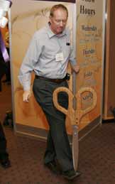 Ron Graham hams it up after the ribbon cutting ceremony that officially opened the Exhibit Hall