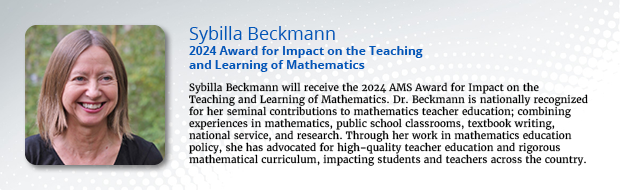 2024 Award for Impact on the Teaching and Learning of Mathematics Winner: Beckmann