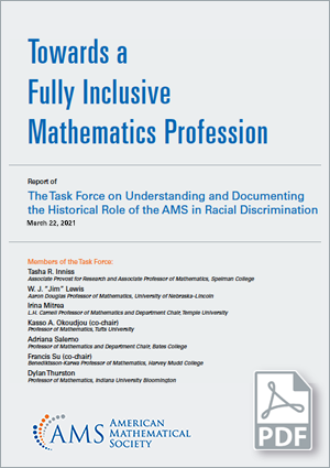 Report cover: Towards a Fully Inclusive Mathematics Profession